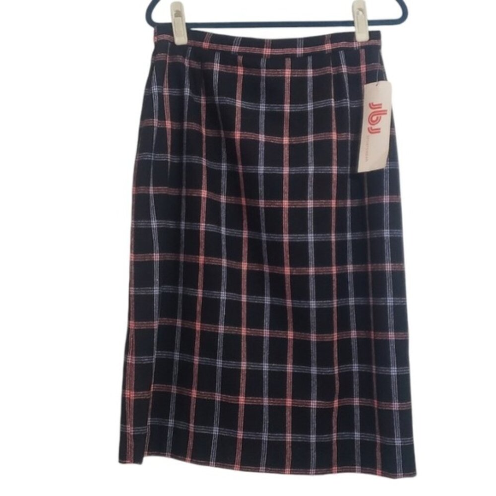 NWT Vintage 80s Plaid‎ Pencil Skirt Size 14 Deadstock Work Dark Academia Alt